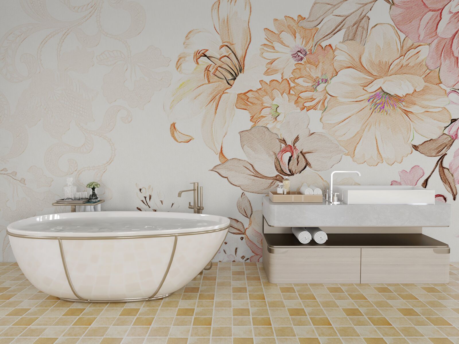 Фотошпалери композиція з акварельними квітами