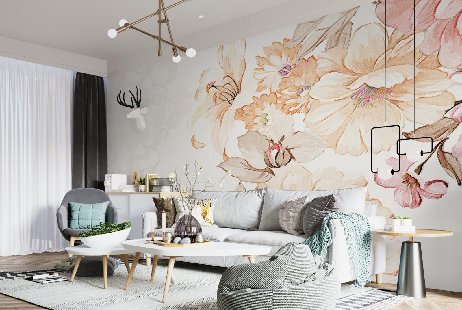 Фотошпалери композиція з акварельними квітами