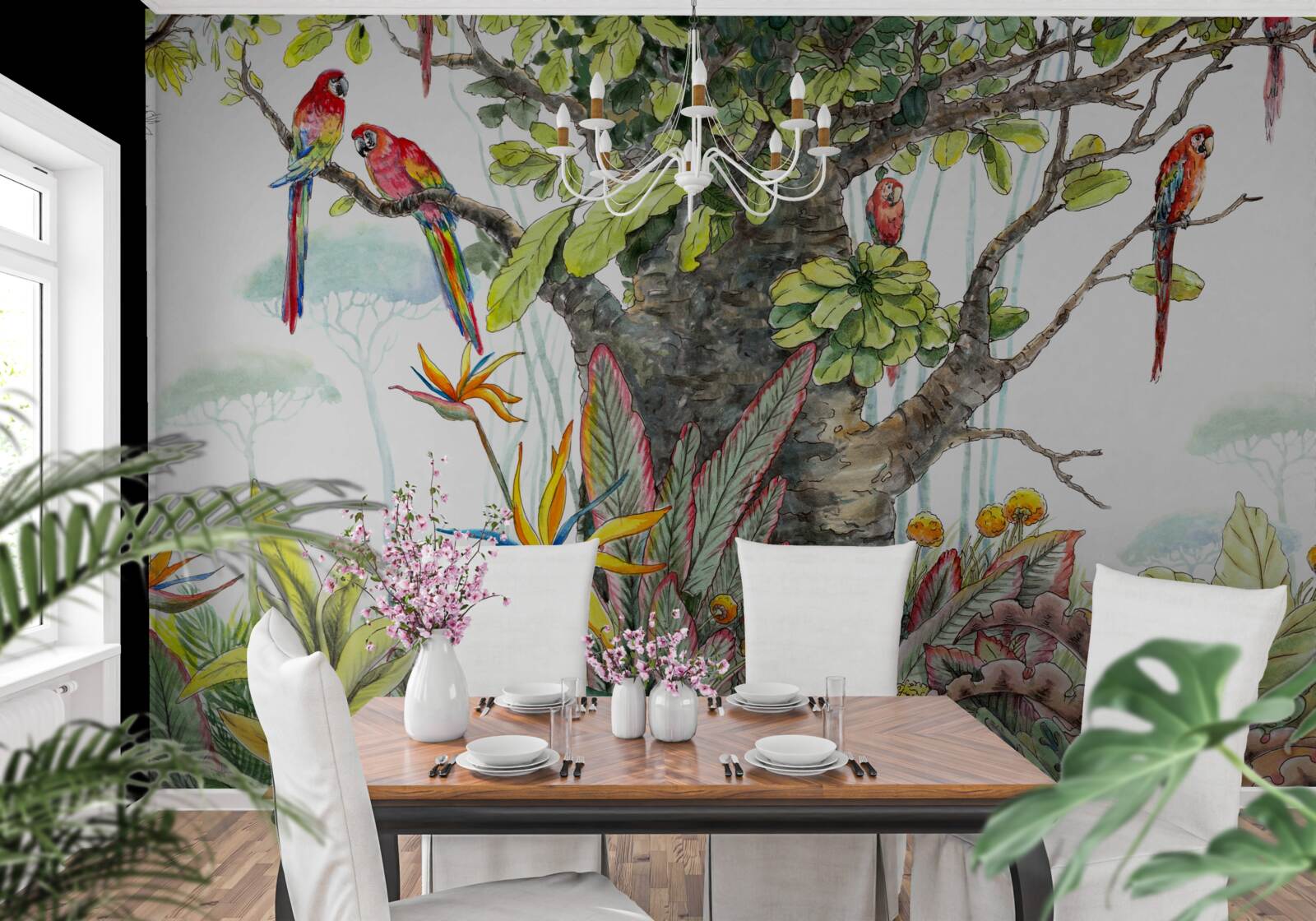 Фотошпалери старовинне дерево серед зелені