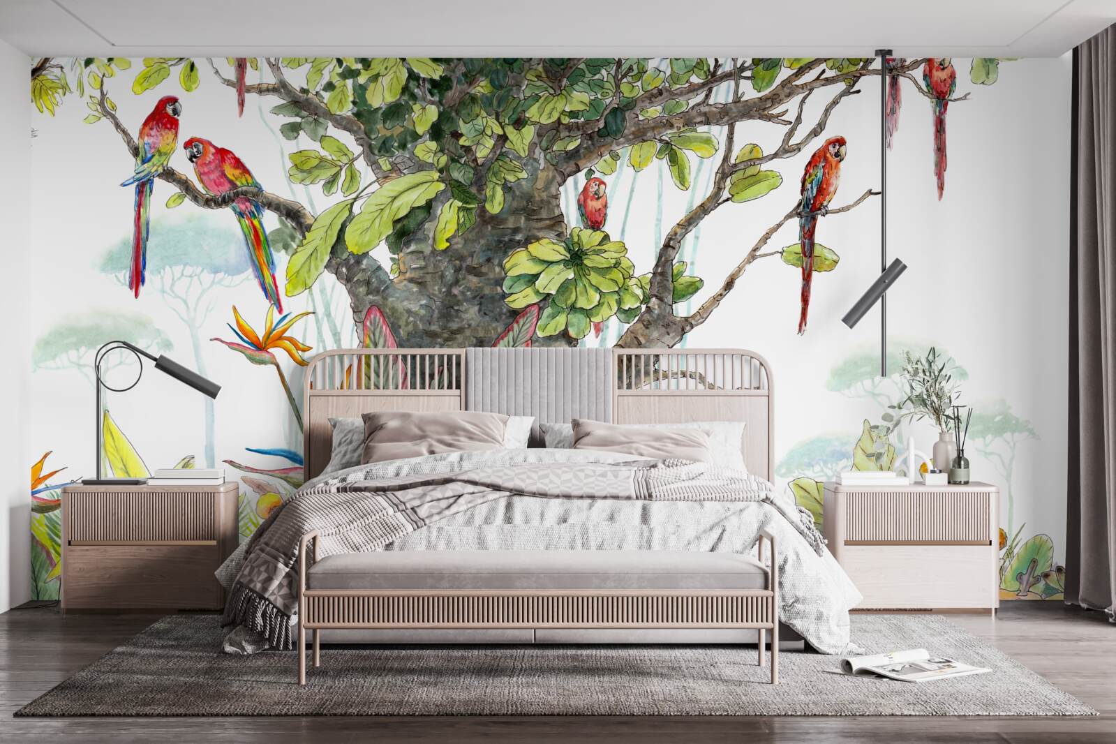 Фотошпалери старовинне дерево серед зелені