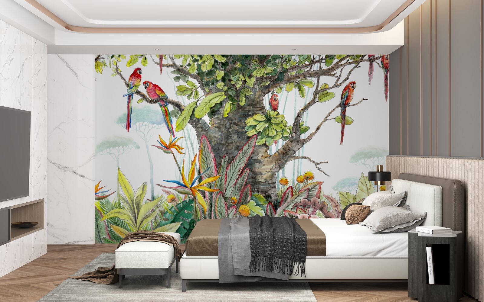 Фотошпалери старовинне дерево серед зелені