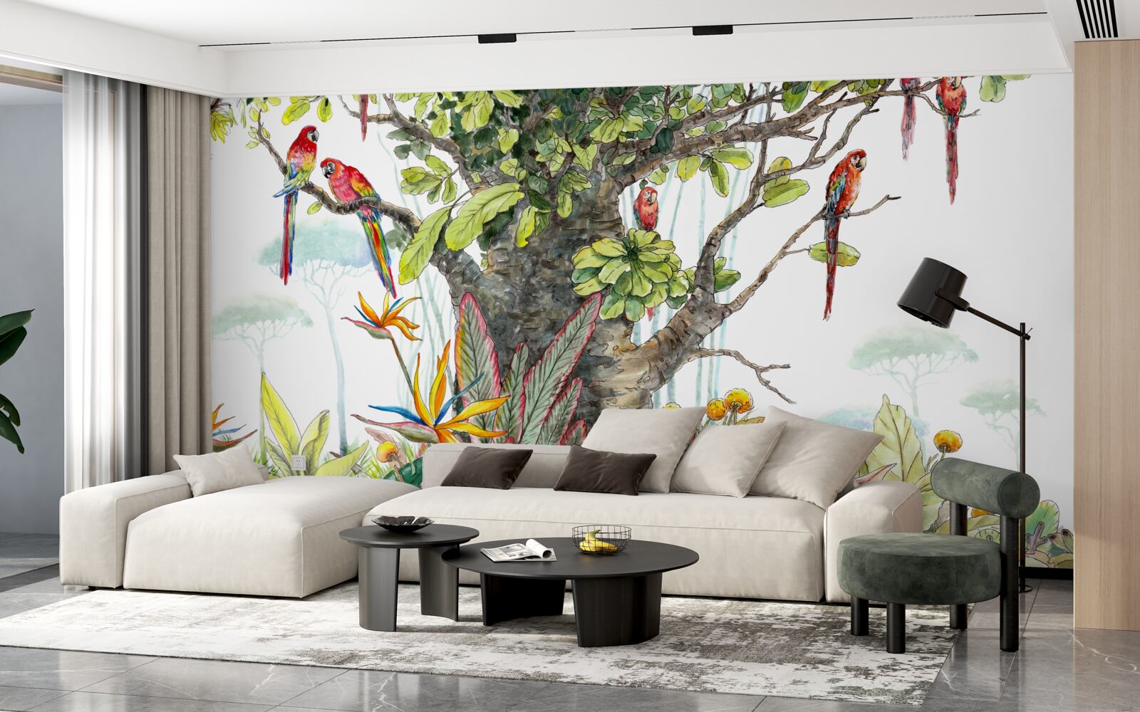 Фотошпалери старовинне дерево серед зелені