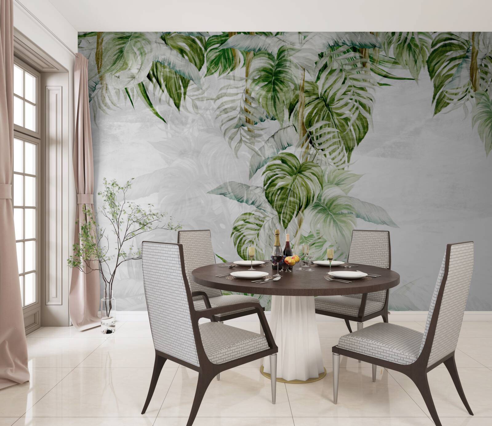 Фотошпалери тропічне зелене листя