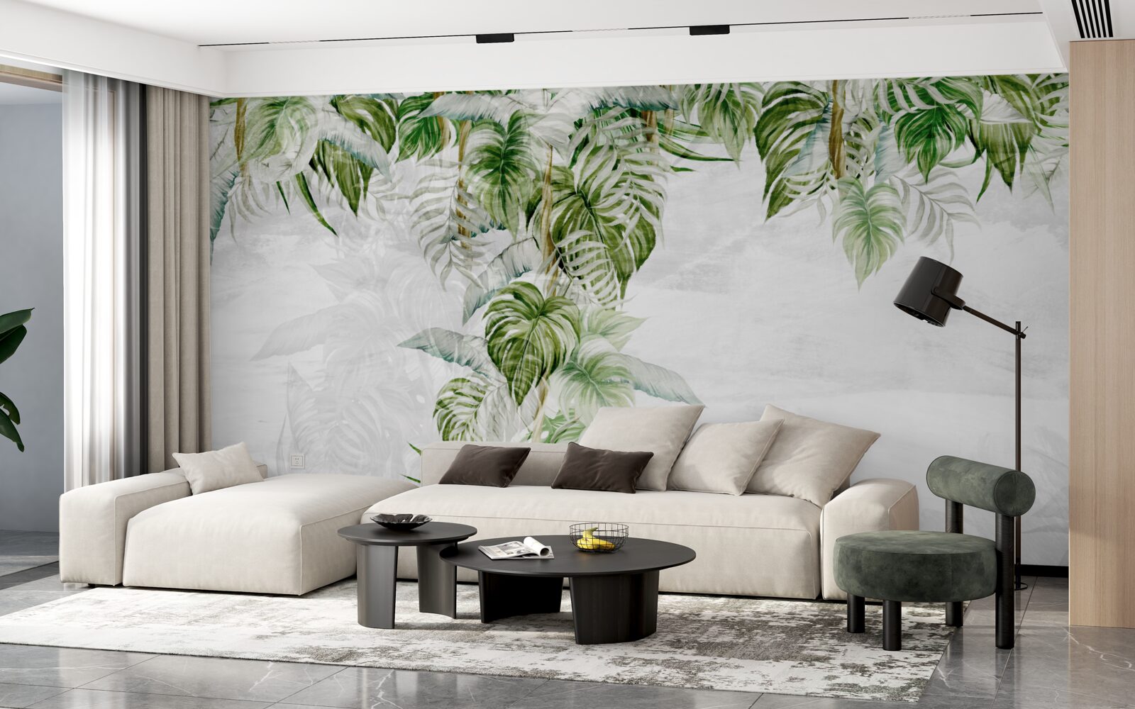 Фотошпалери тропічне зелене листя