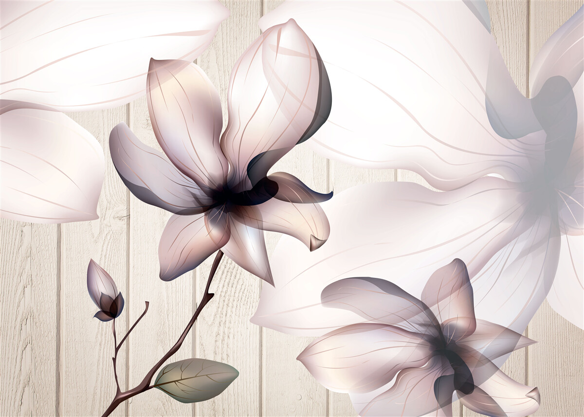 Фотошпалери великі яскраві квіти на дереві