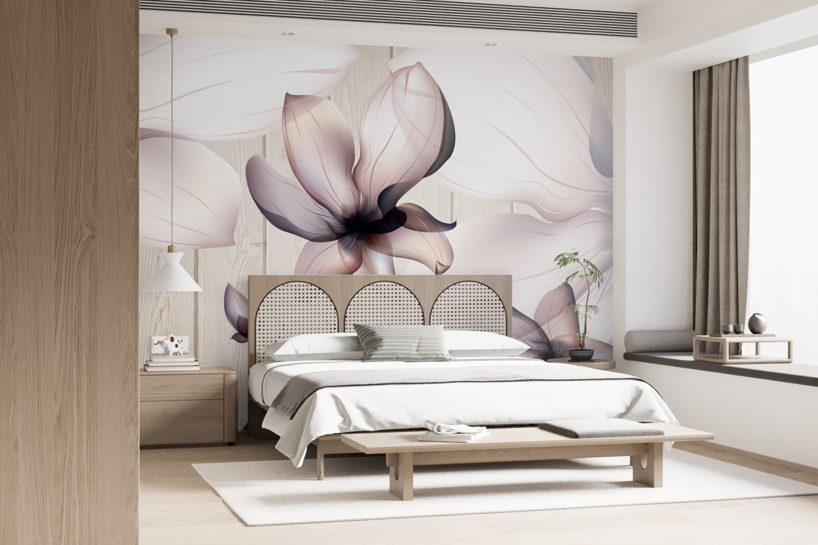 Фотошпалери великі яскраві квіти на дереві