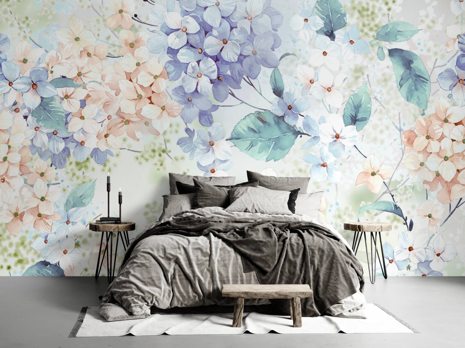 Фотошпалери квіти гортензії яскраво розпускаються навесні