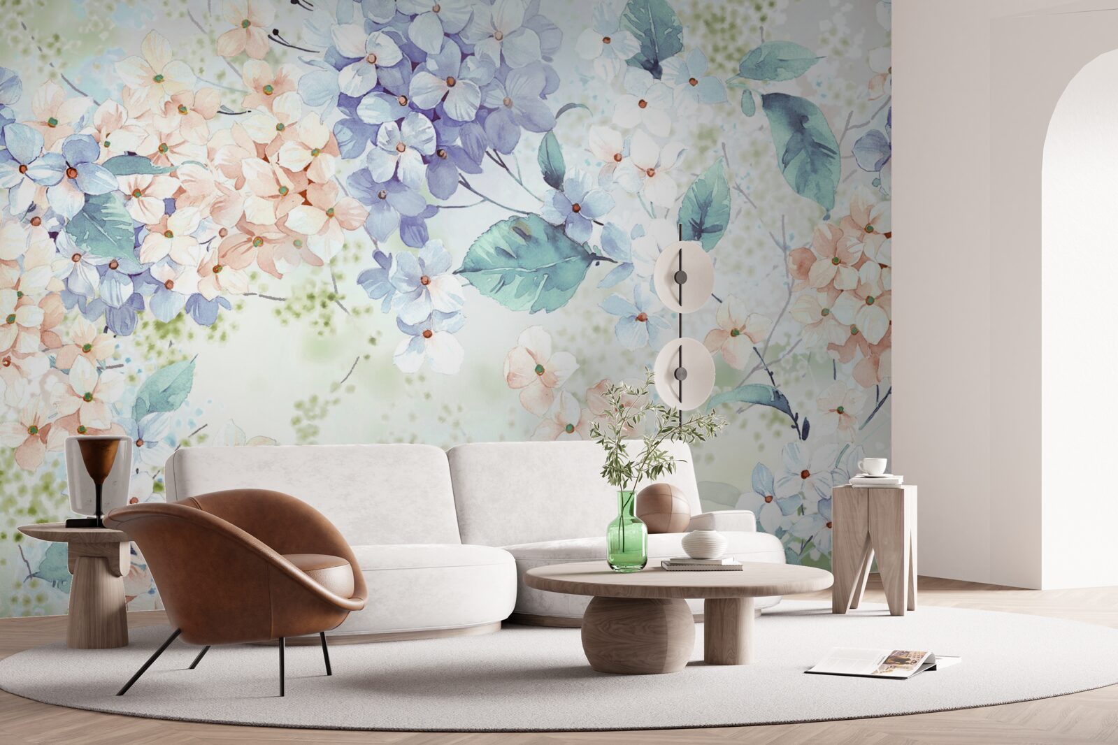 Фотошпалери квіти гортензії яскраво розпускаються навесні