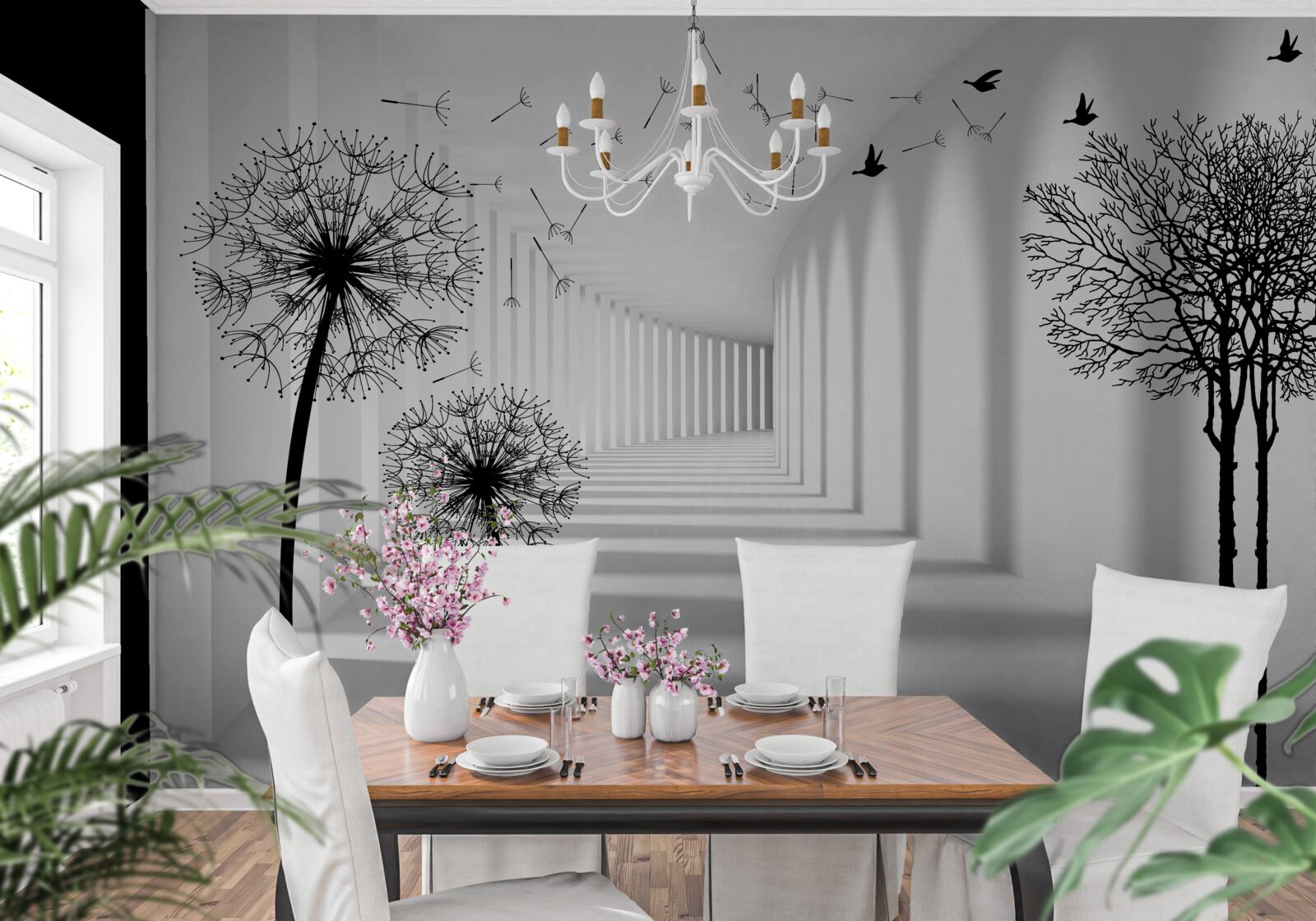 Фотошпалери чорні косулі та тунель