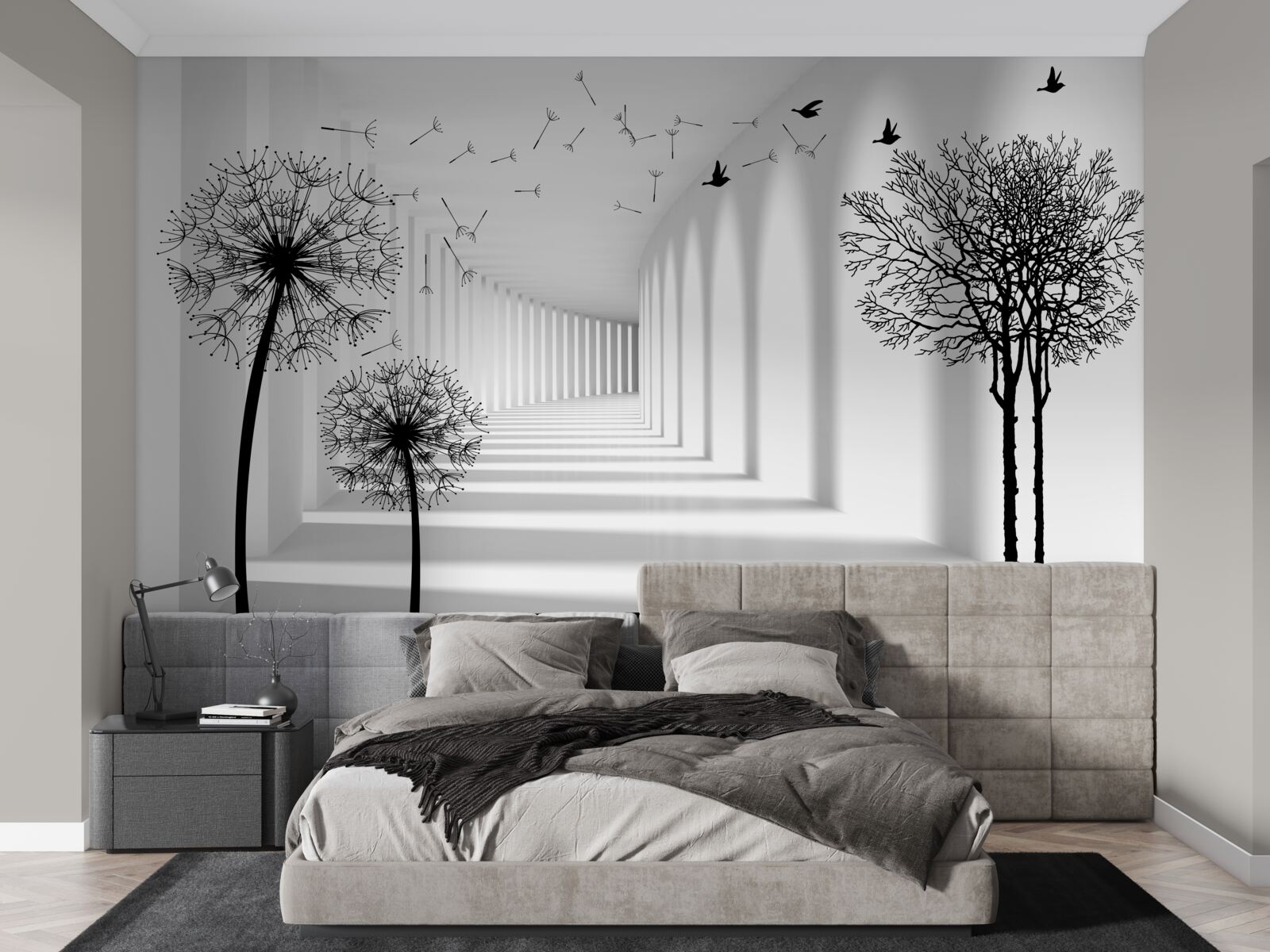 Фотошпалери чорні косулі та тунель