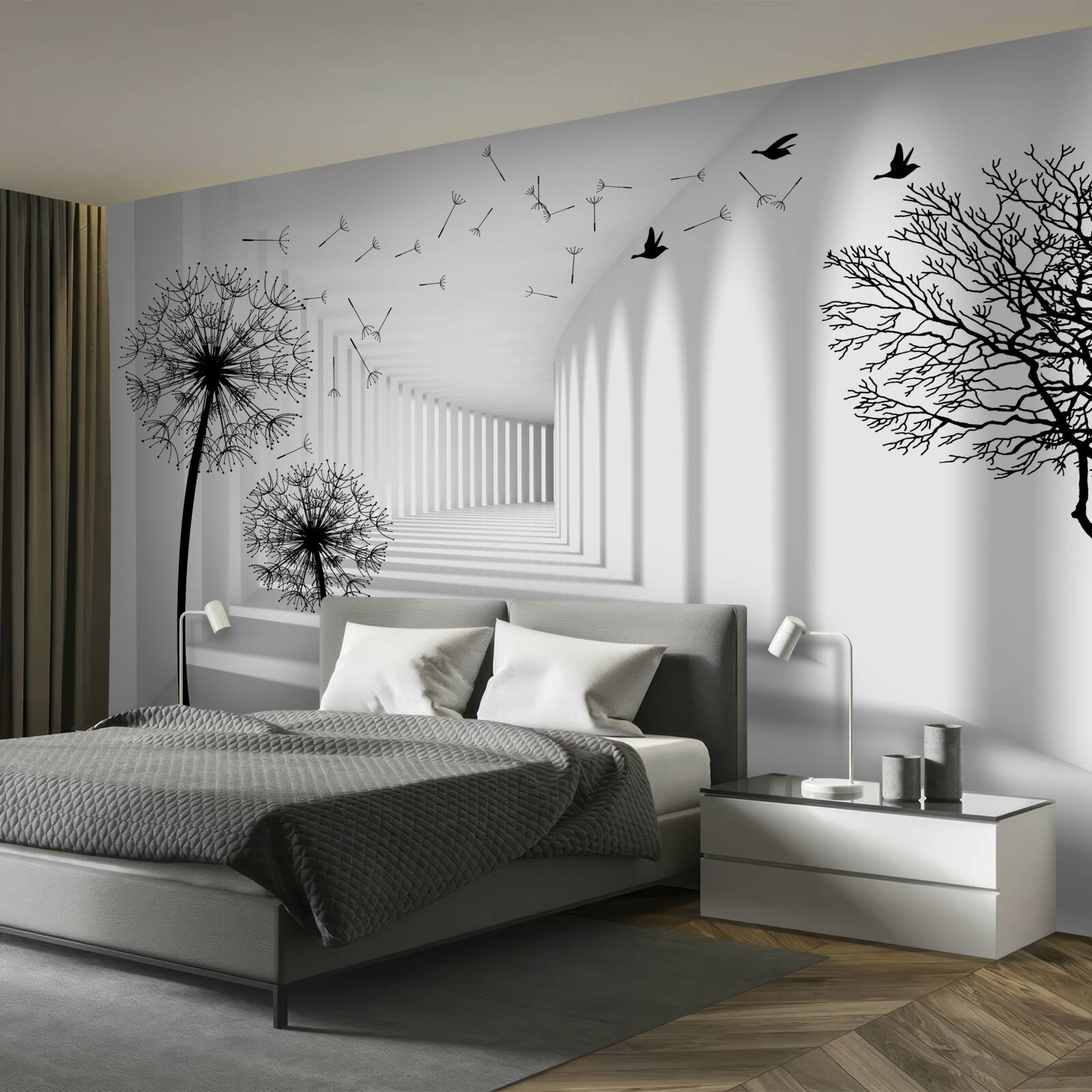 Фотошпалери чорні косулі та тунель