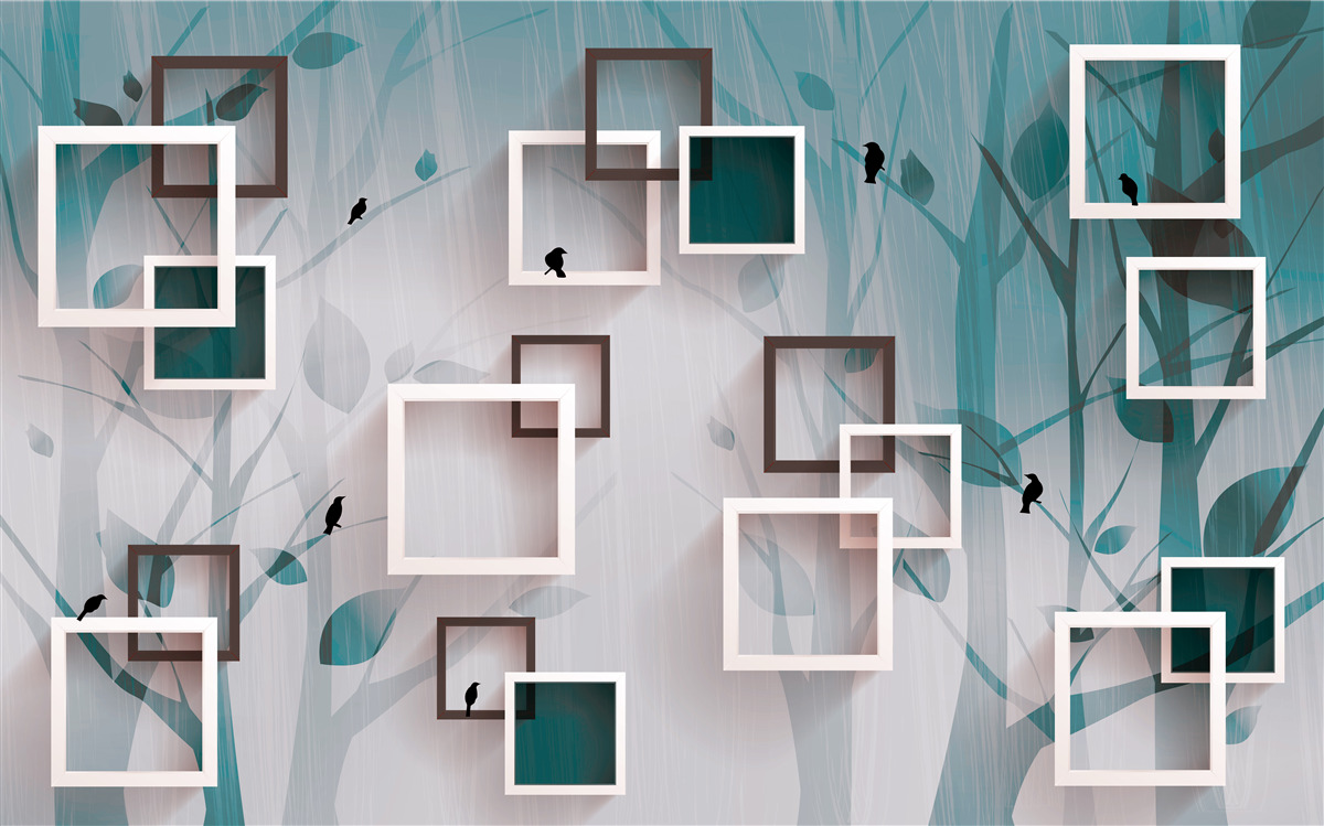 Фотошпалери білосніжні квадрати на тлі пейзажу