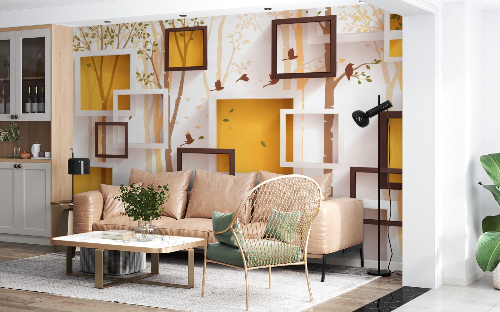 Фотошпалери абстракція та геометричні форми осені