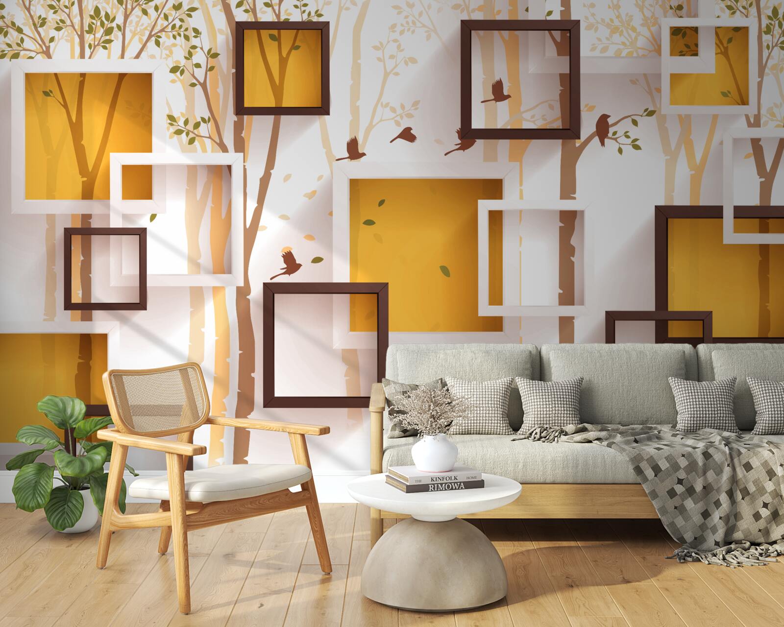 Фотошпалери абстракція та геометричні форми осені