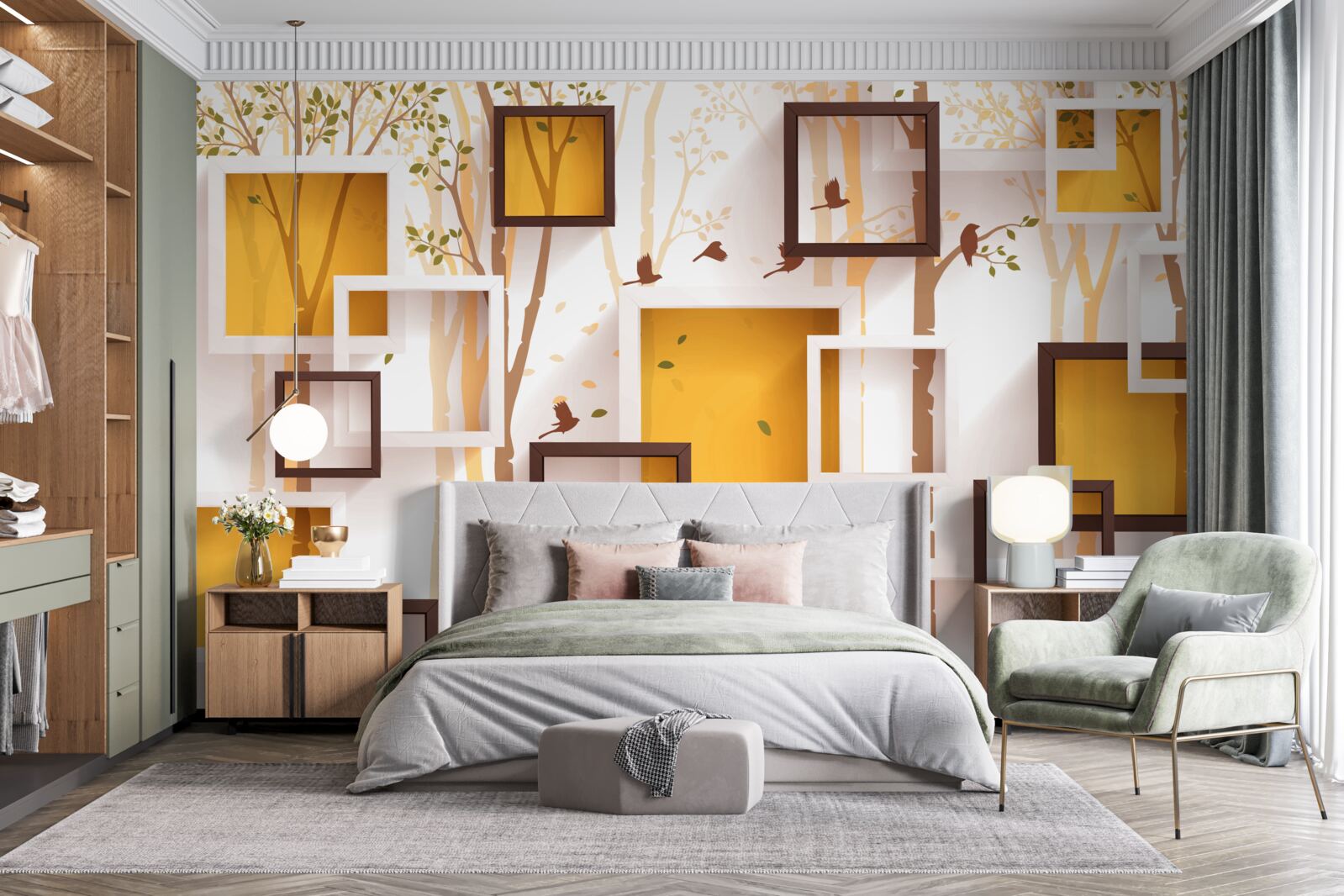 Фотошпалери абстракція та геометричні форми осені