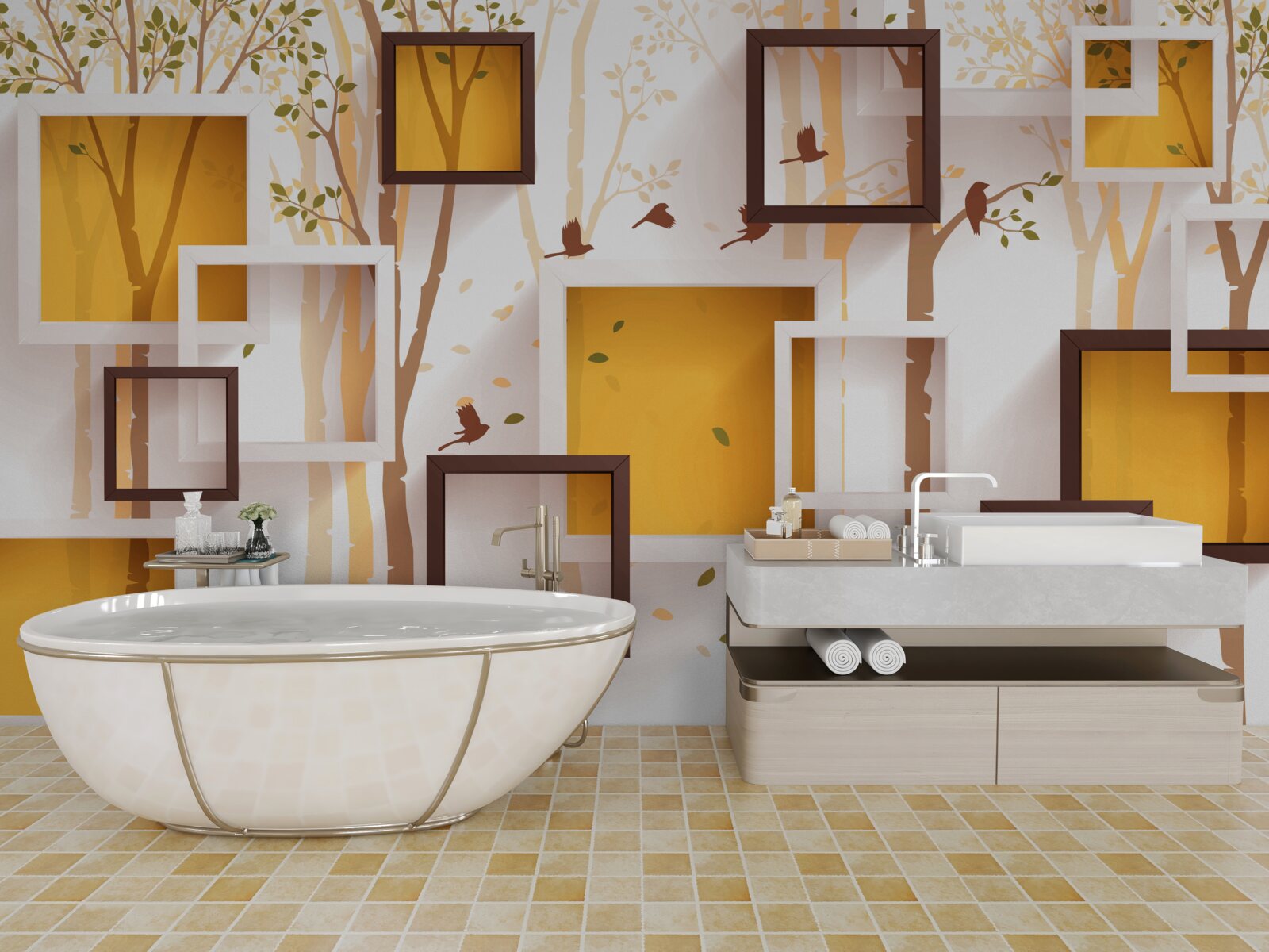 Фотошпалери абстракція та геометричні форми осені