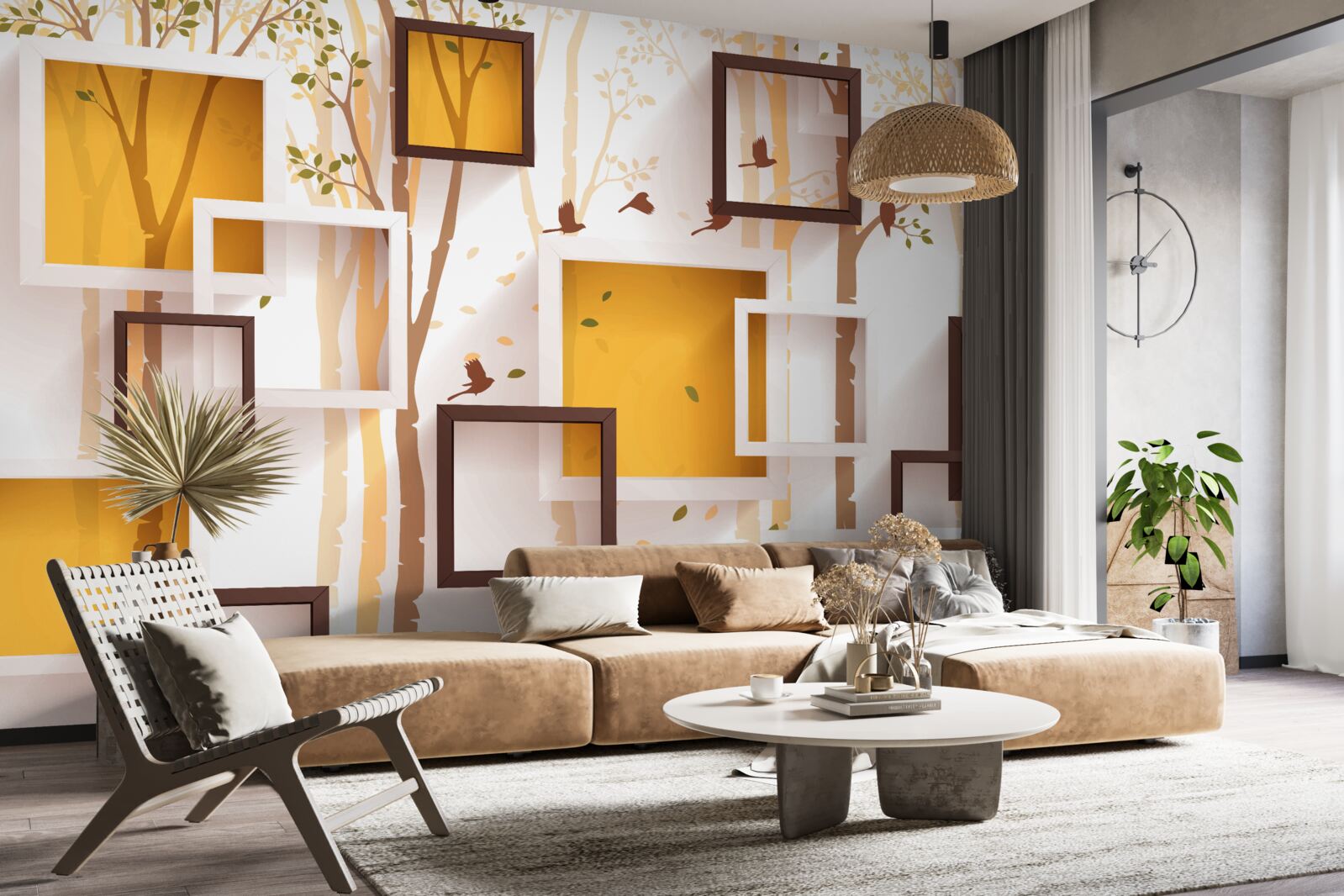 Фотошпалери абстракція та геометричні форми осені