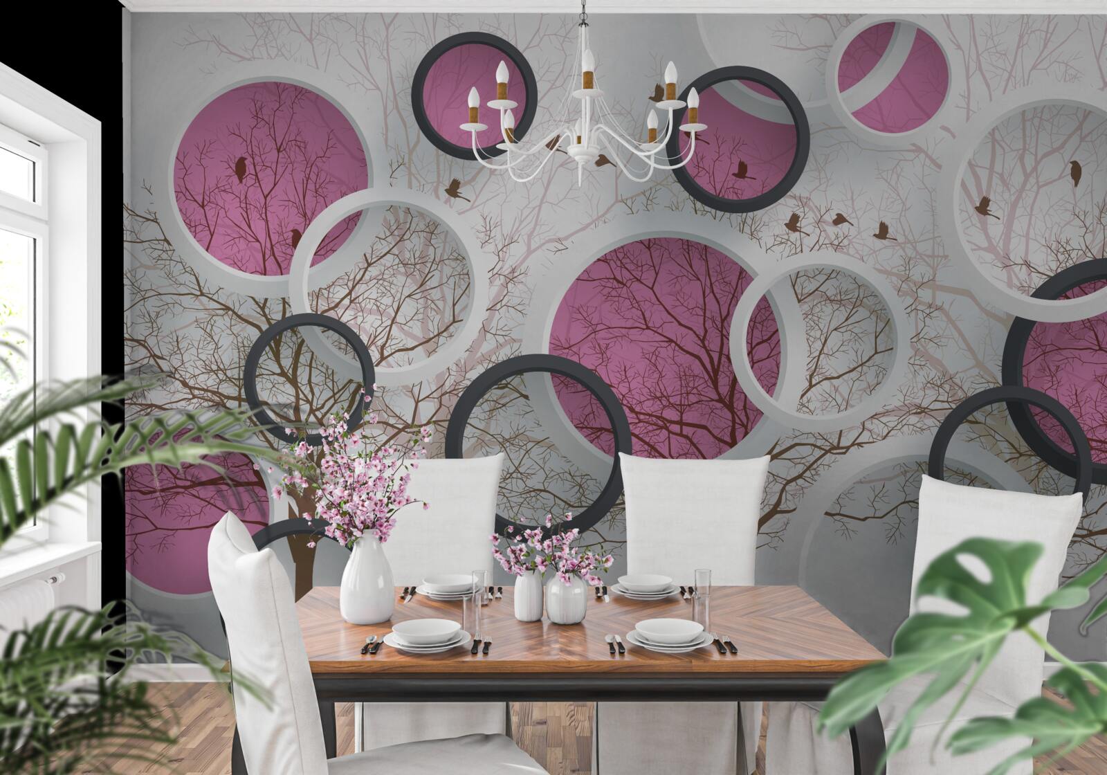 Фотошпалери випадкові кола та дерева