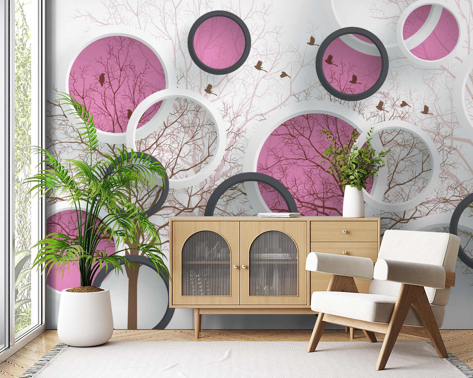 Фотошпалери випадкові кола та дерева