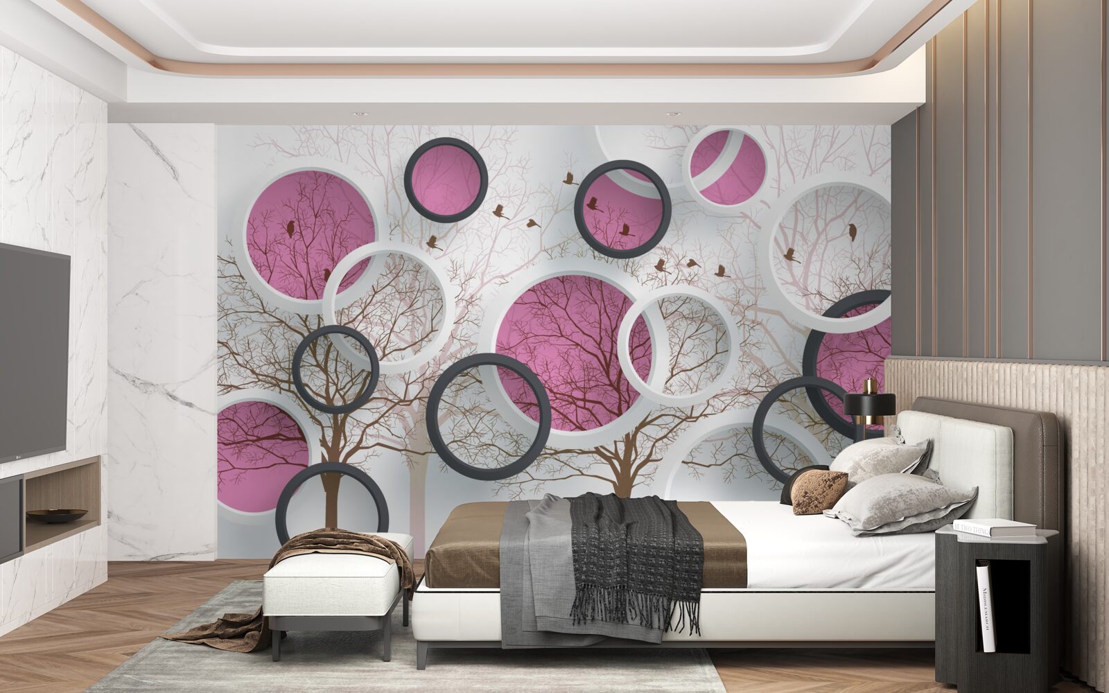 Фотошпалери випадкові кола та дерева