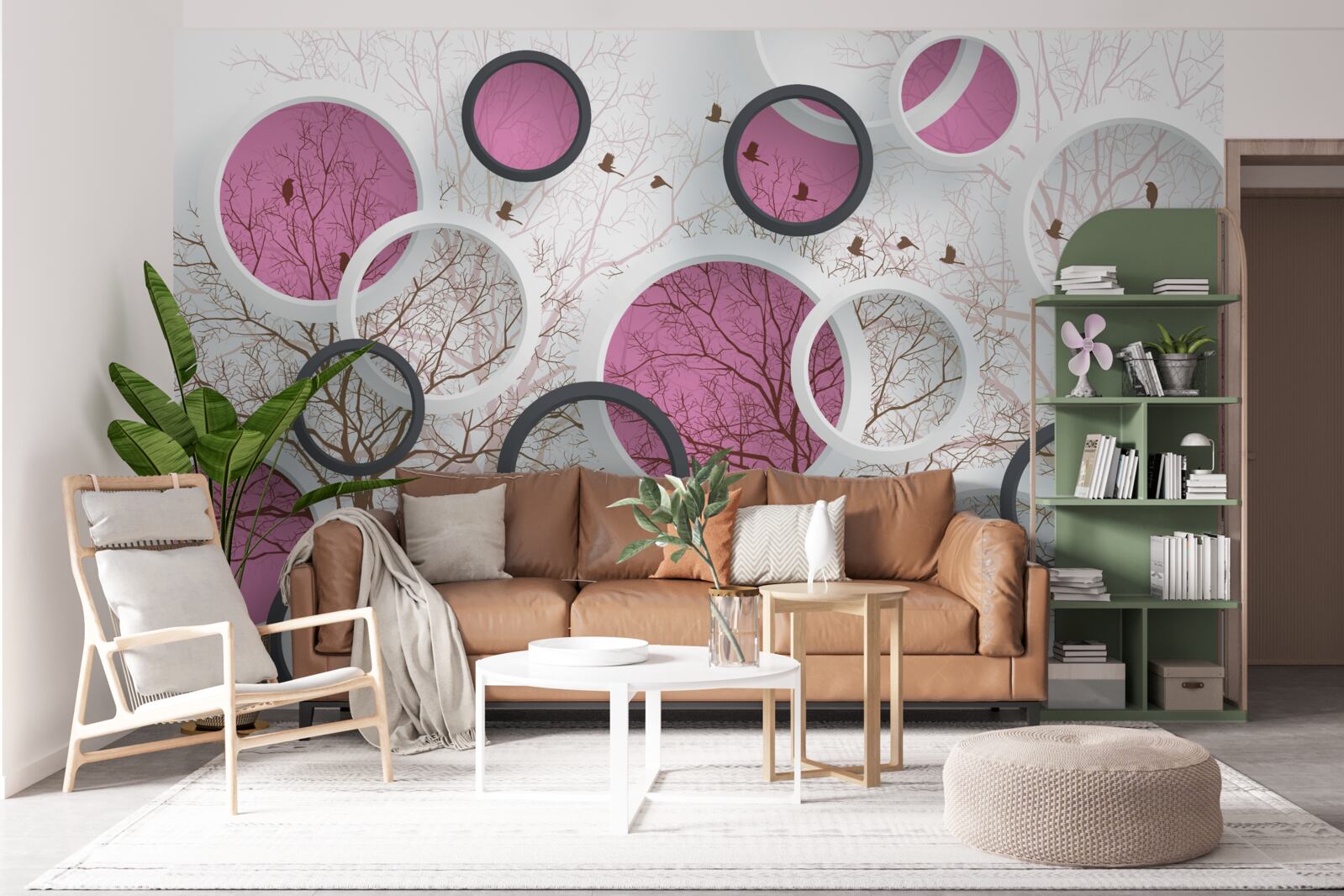 Фотошпалери випадкові кола та дерева