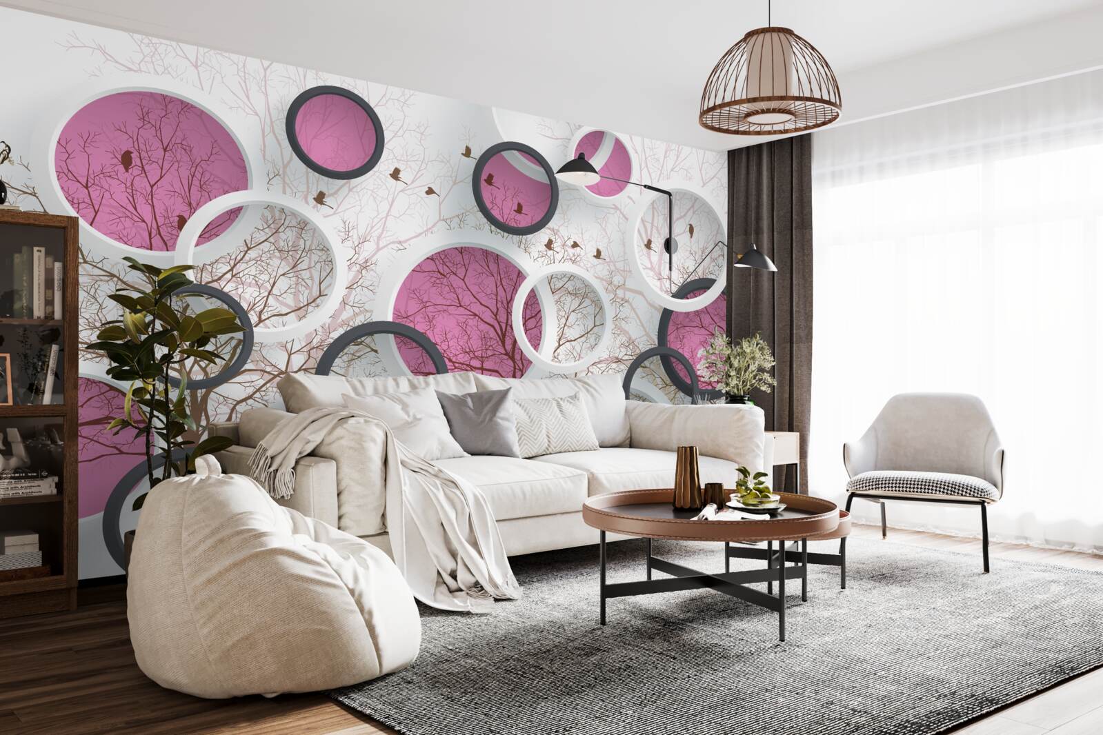 Фотошпалери випадкові кола та дерева