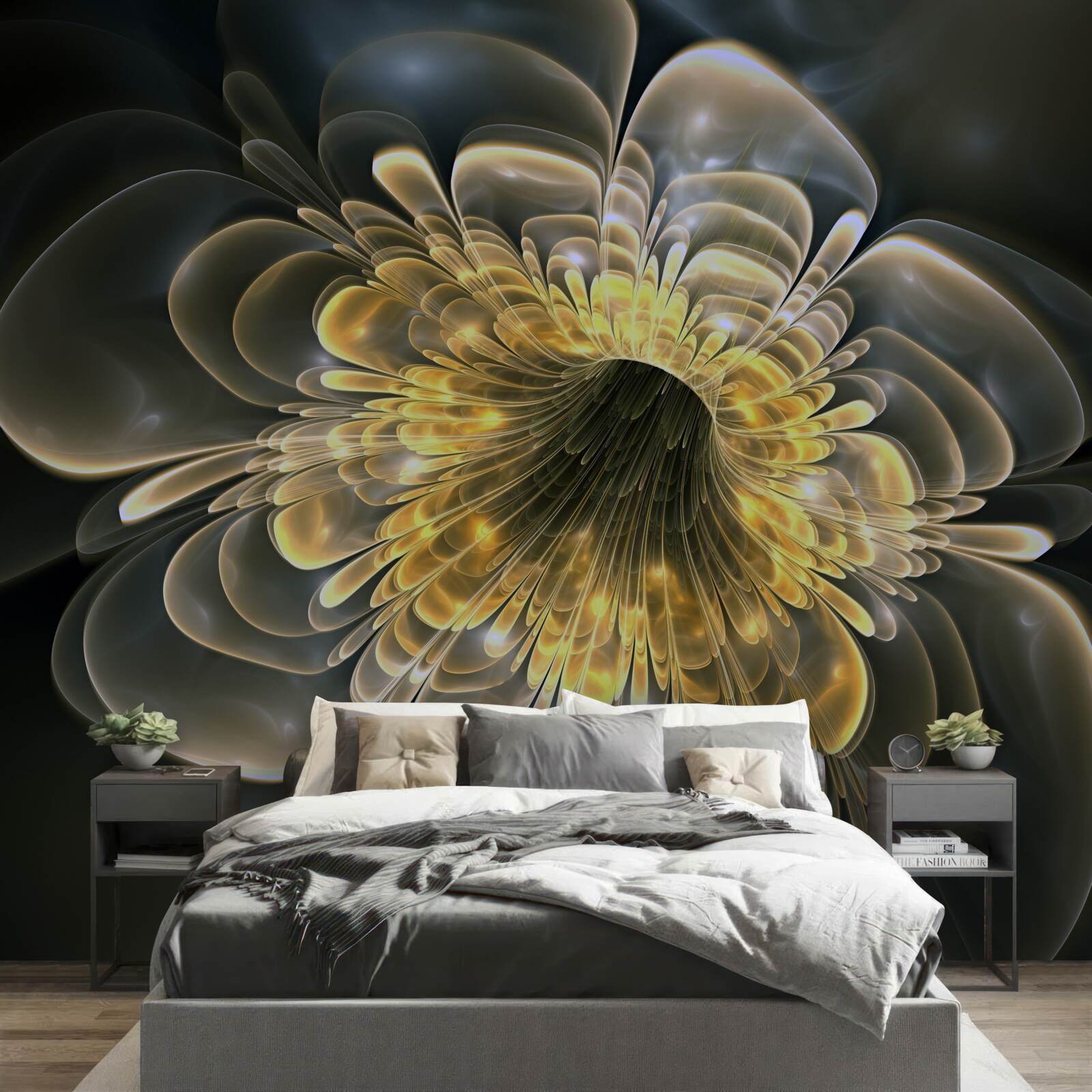 Фотошпалери Жовта квітка абстрактної форми