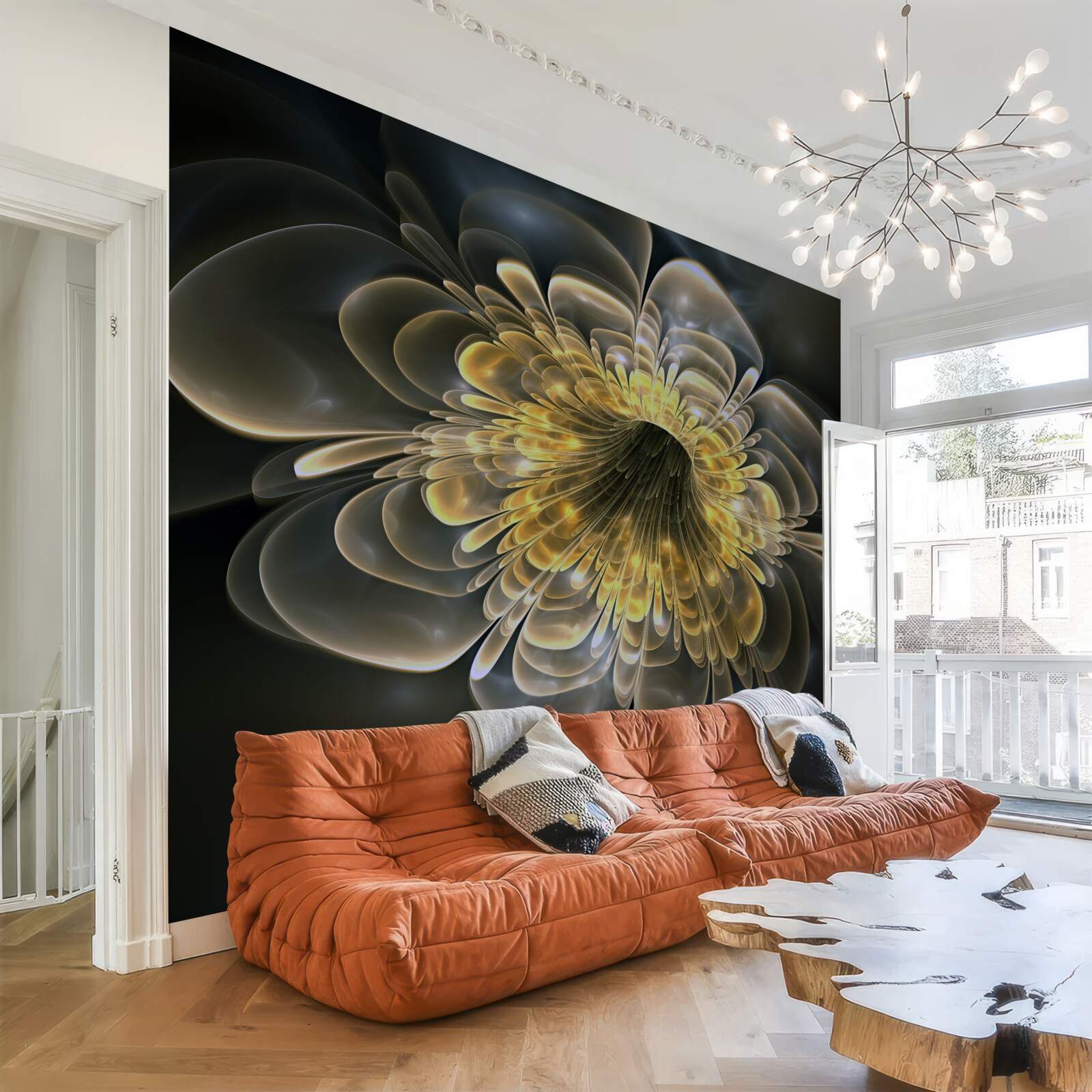 Фотошпалери Жовта квітка абстрактної форми