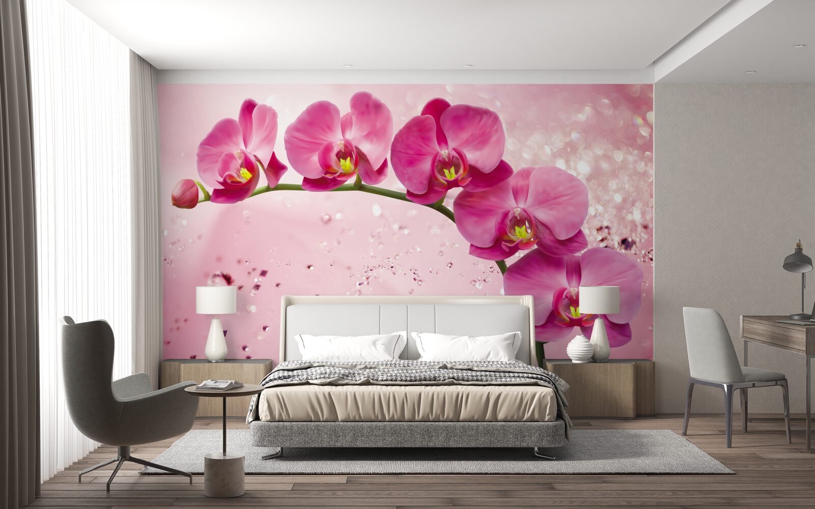 Фотошпалери червона орхідея на гілці