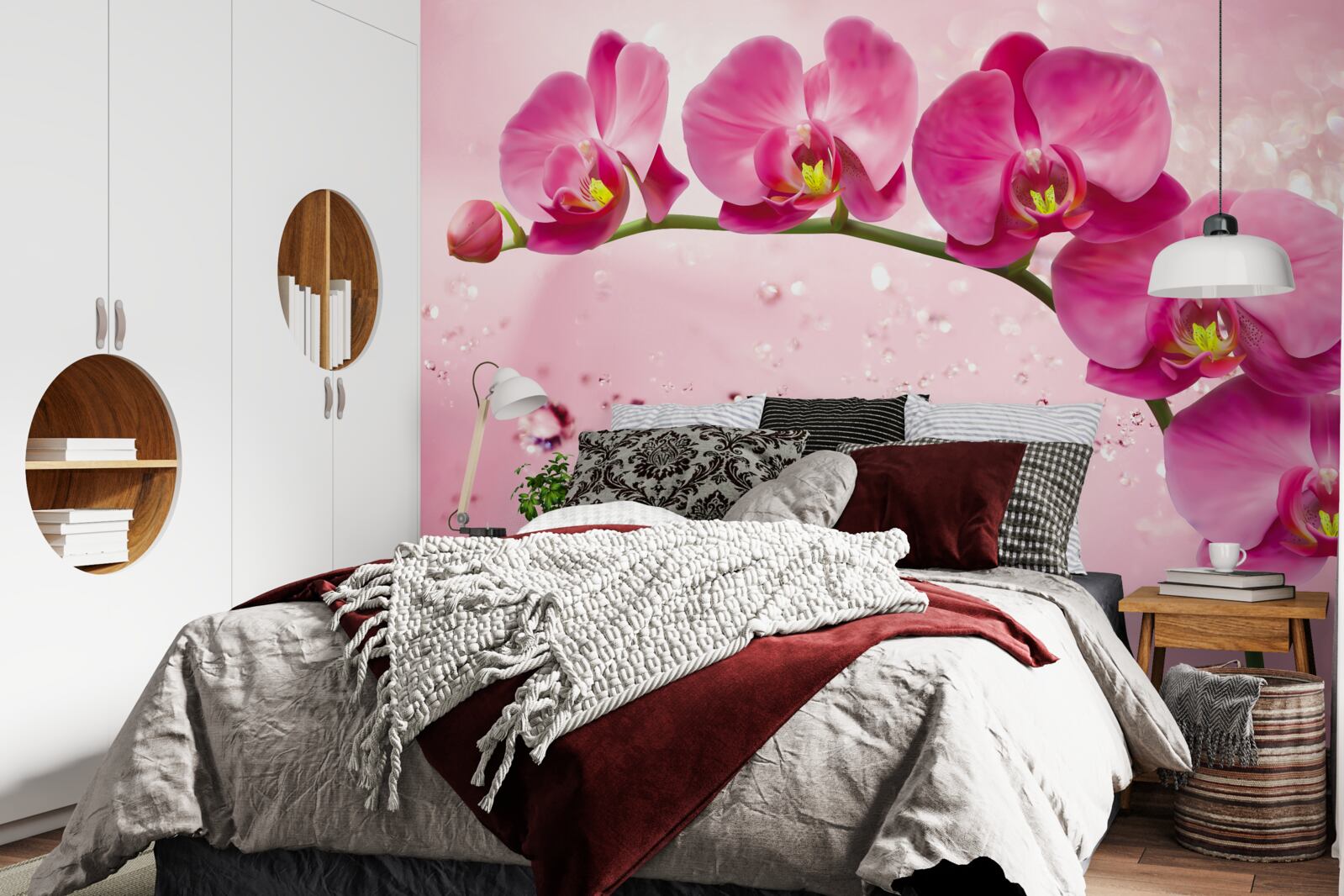 Фотошпалери червона орхідея на гілці