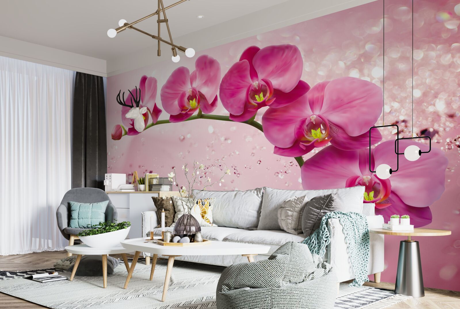 Фотошпалери червона орхідея на гілці