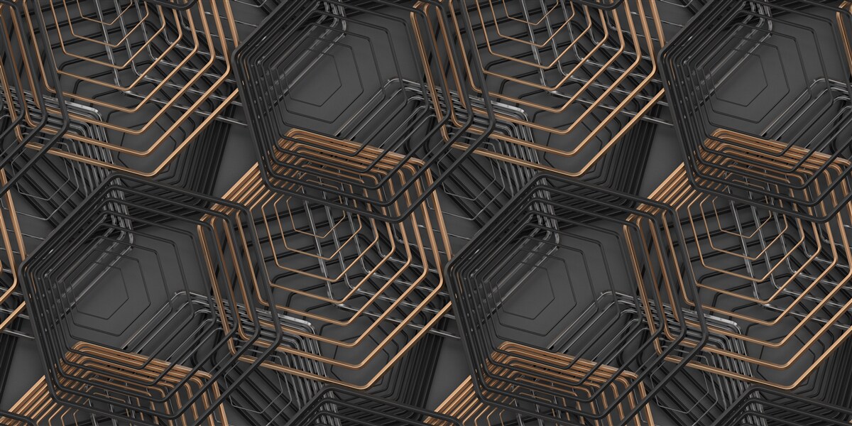 Фотошпалери чорні та коричневі п'ятикутники з сітчастою структурою