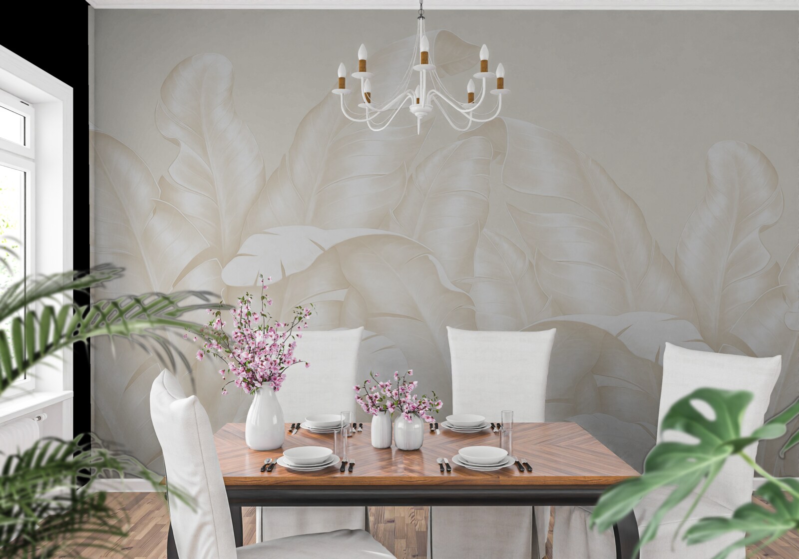 Фотошпалери щільне листя джунглів з легким коричневим відтінком