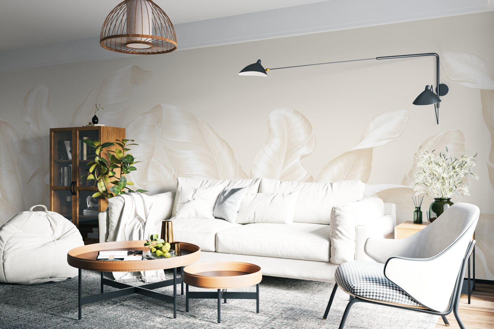 Фотошпалери щільне листя джунглів з легким коричневим відтінком