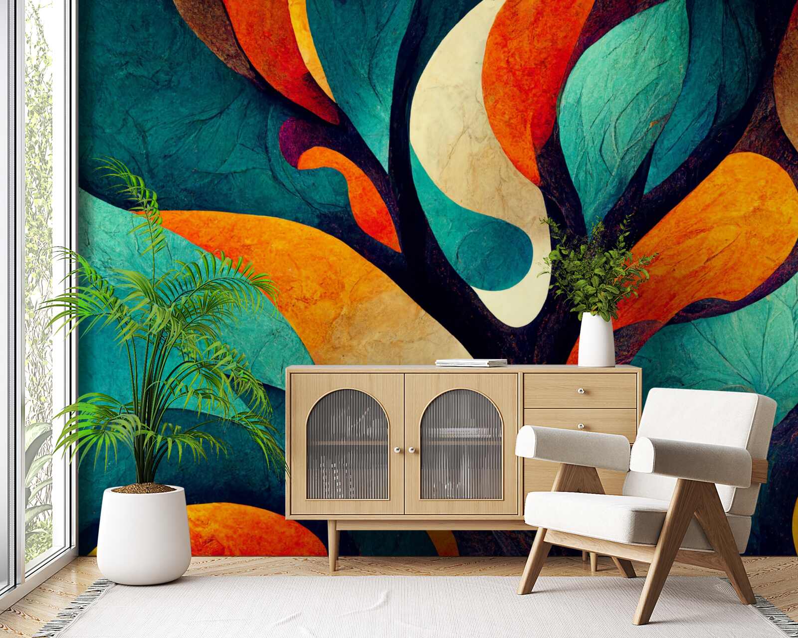 Фотошпалери абстракція осіннього дерева в полі