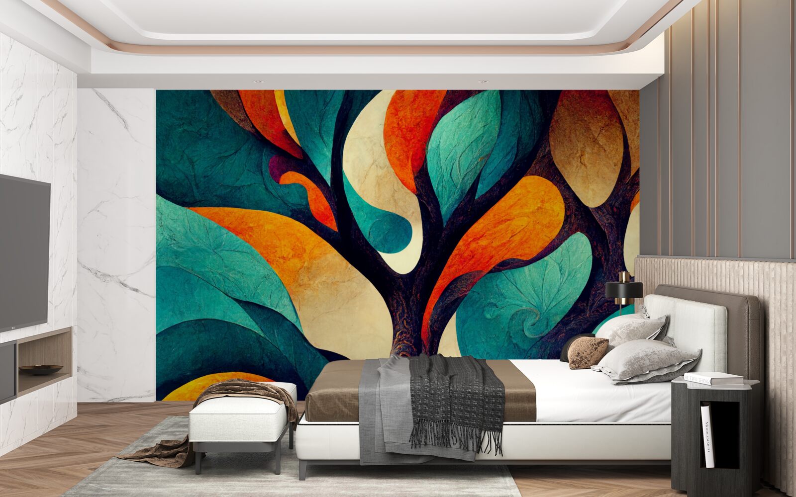 Фотошпалери абстракція осіннього дерева в полі