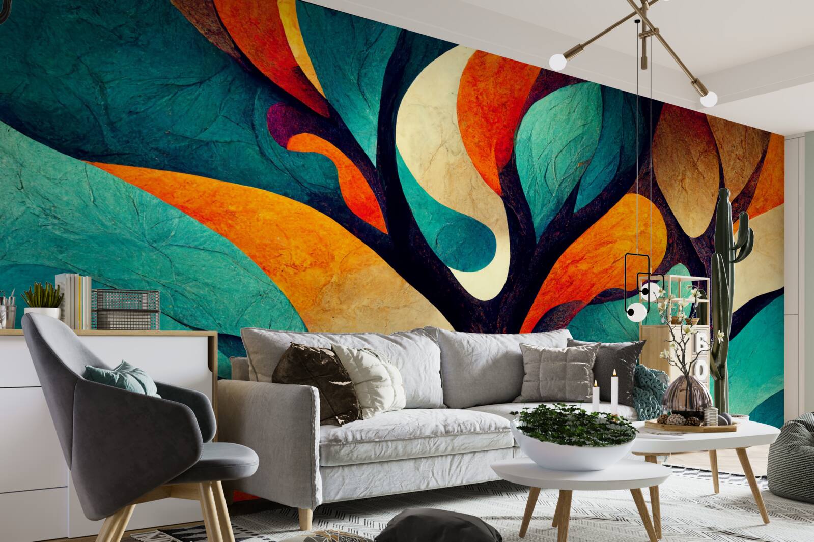 Фотошпалери абстракція осіннього дерева в полі