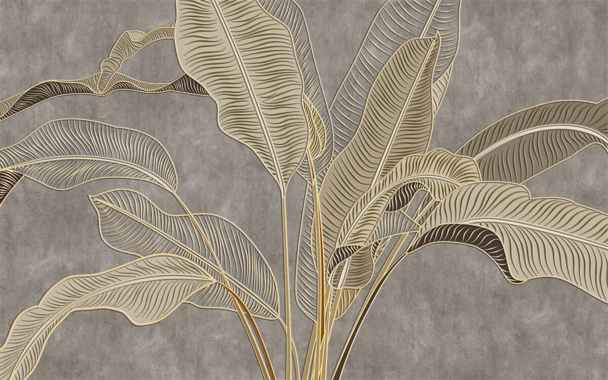 Фотошпалери коричневе листя на сірому тлі