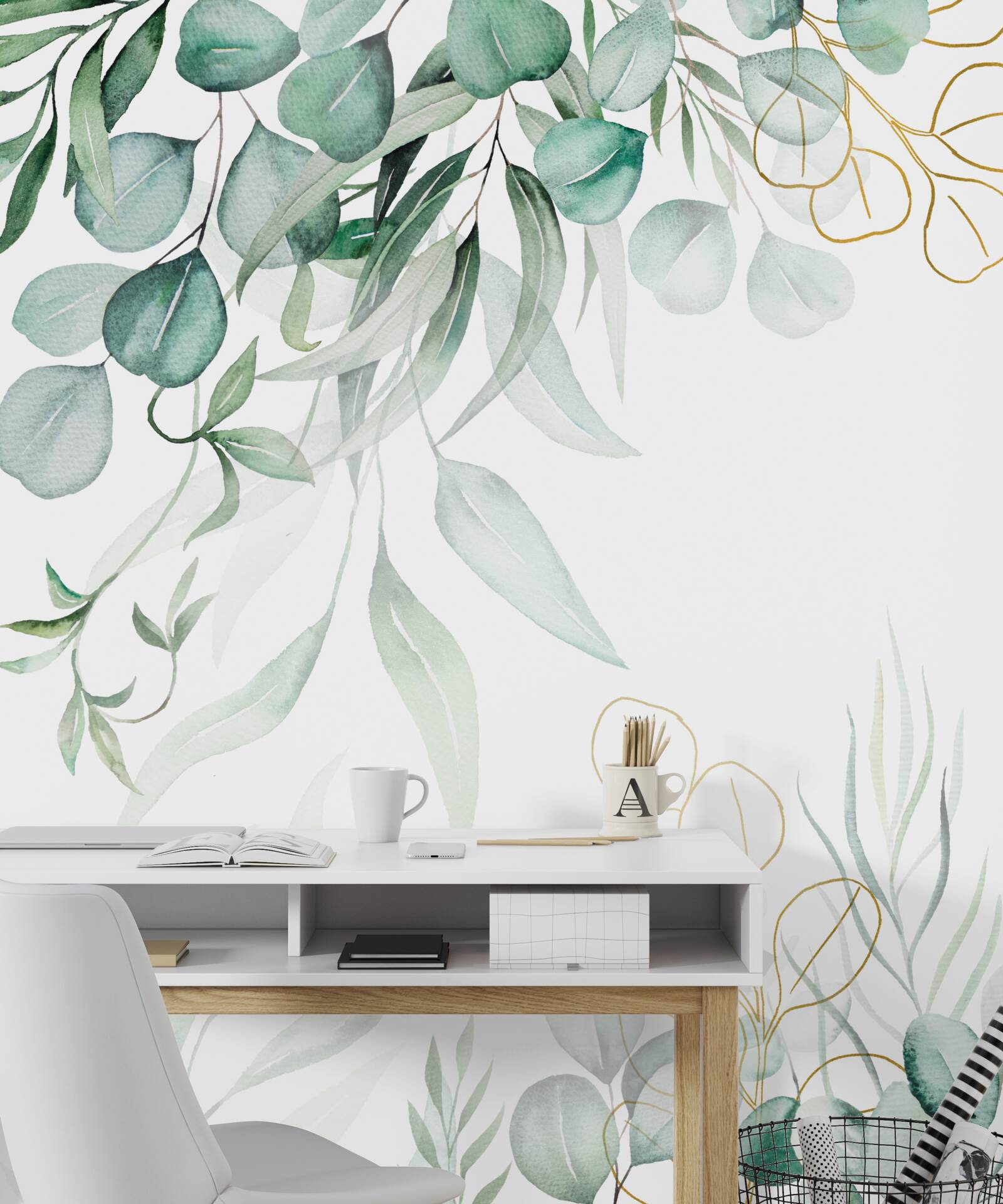 Фотошпалери листя евкаліпта має зелене та жовте забарвлення