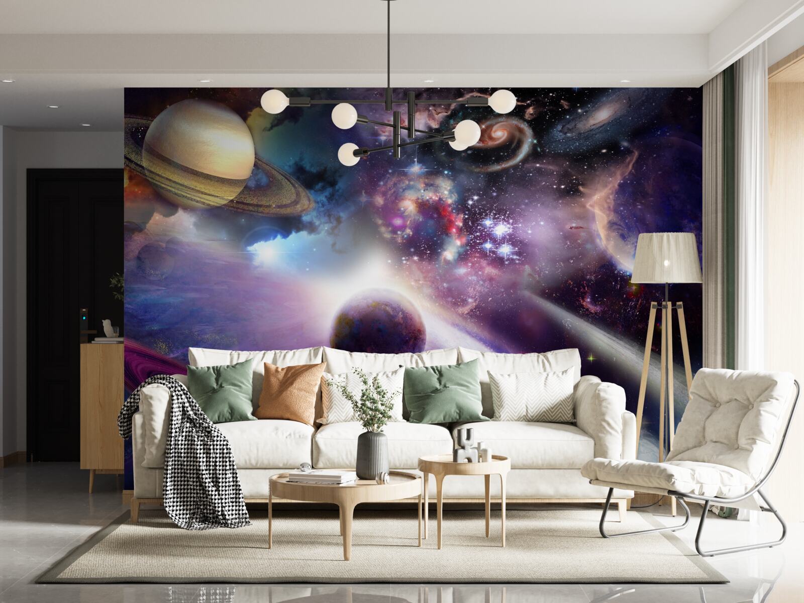 Фотошпалери космос нескінченний і сповнений яскравих планет