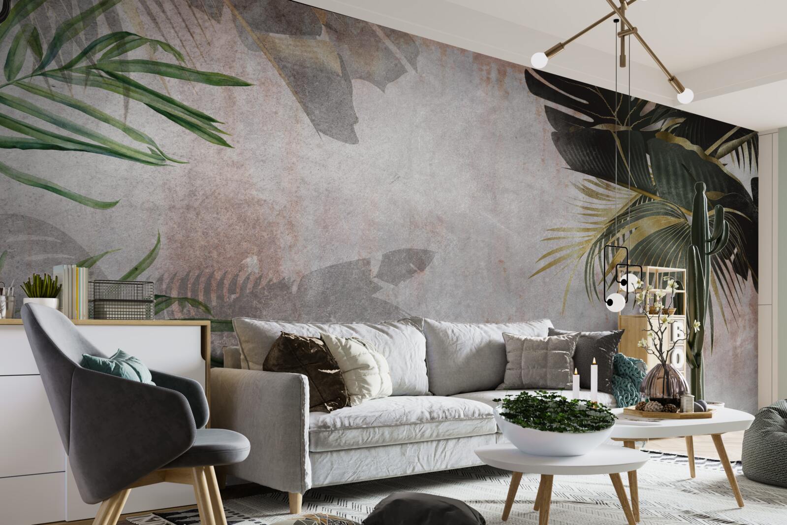 Фотошпалери туманний покрив джунглів, загорнутий у листя