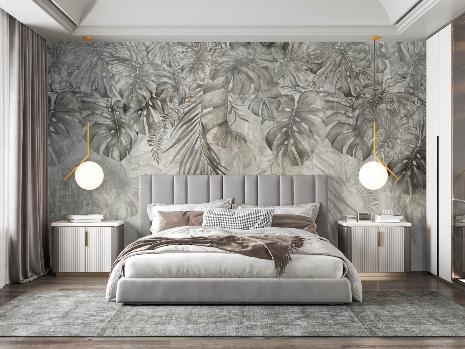 Фотошпалери листя, що падає крізь туман джунглів