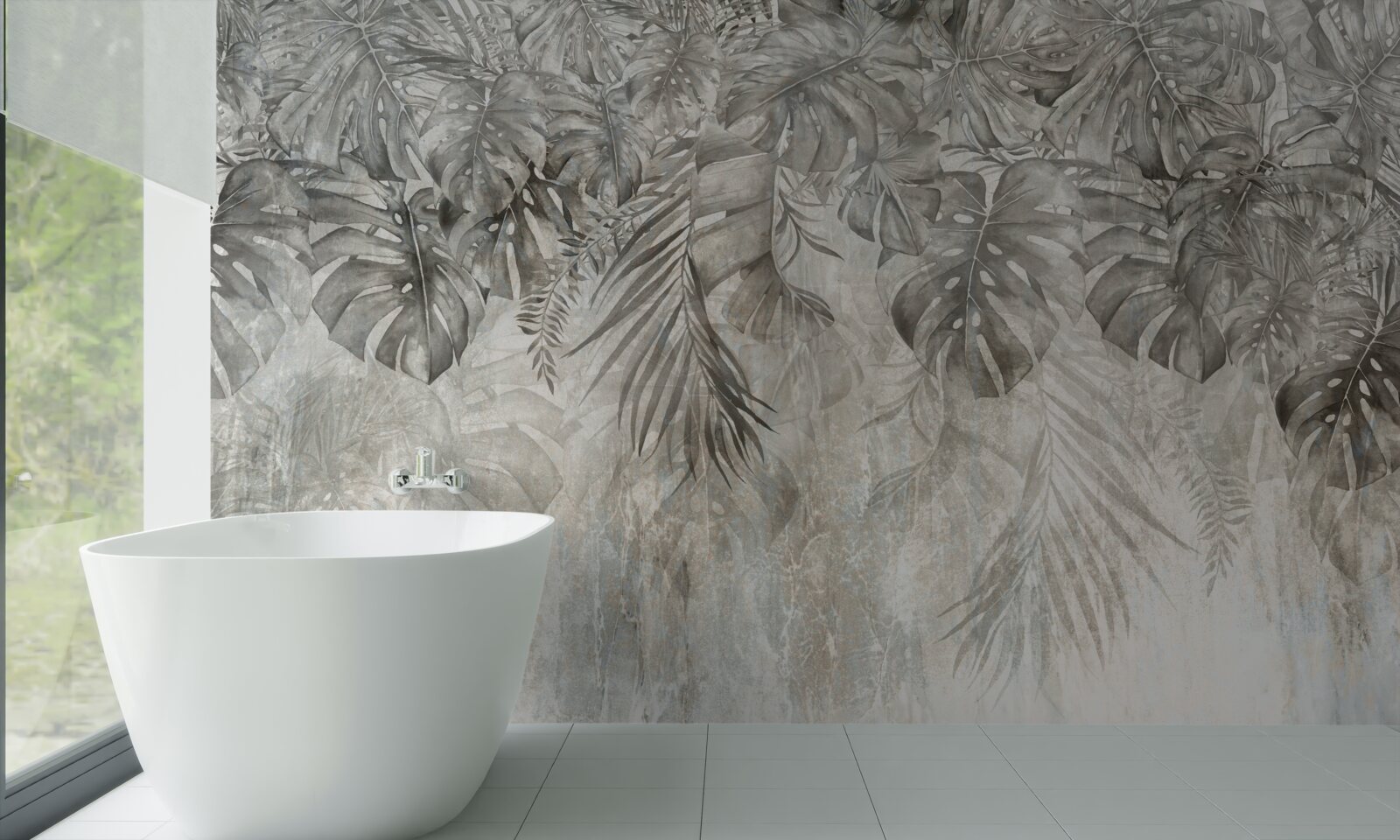 Фотошпалери листя, що падає крізь туман джунглів