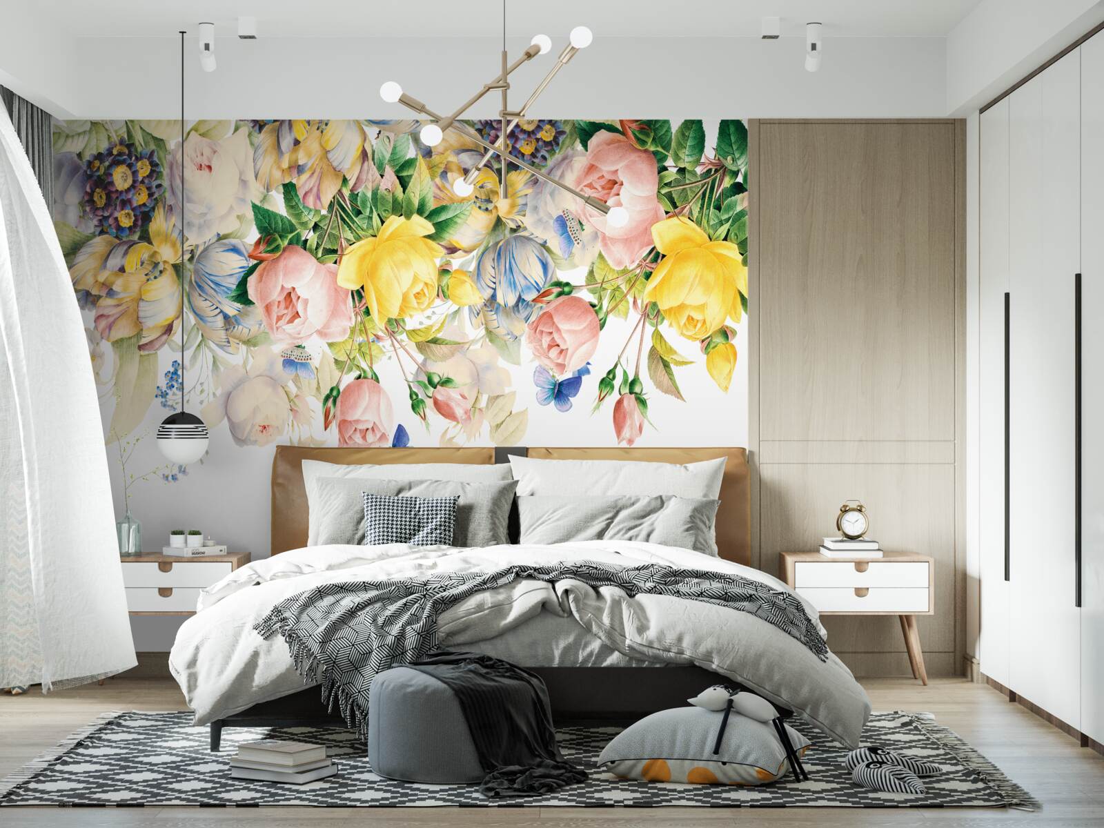 Фотошпалери красива композиція з квітів і бутонів