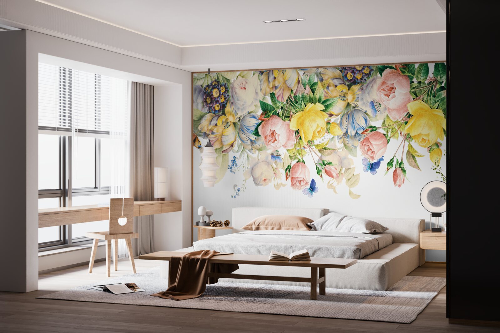 Фотошпалери красива композиція з квітів і бутонів