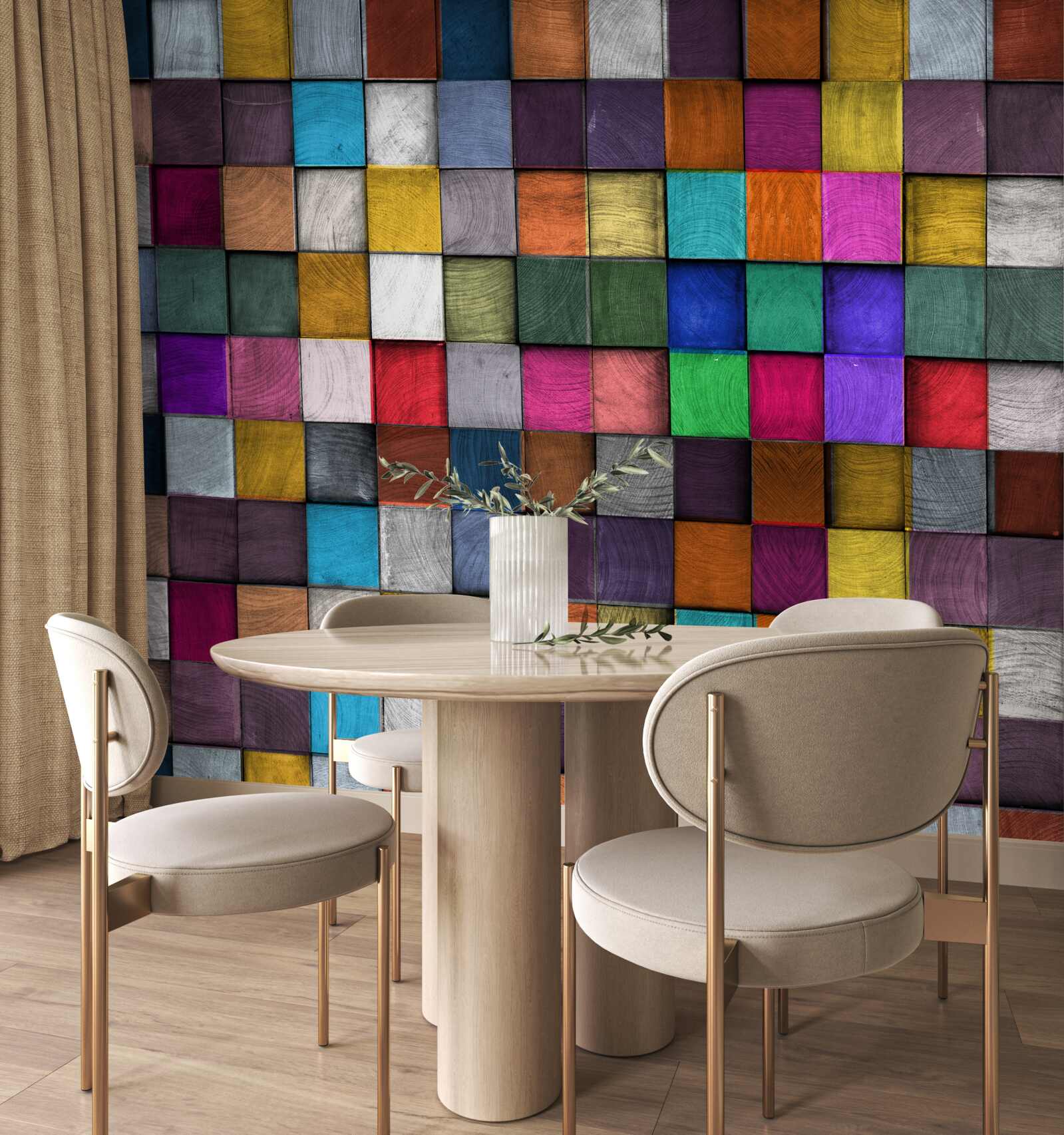 Фотошпалери насичені різнокольорові квадрати