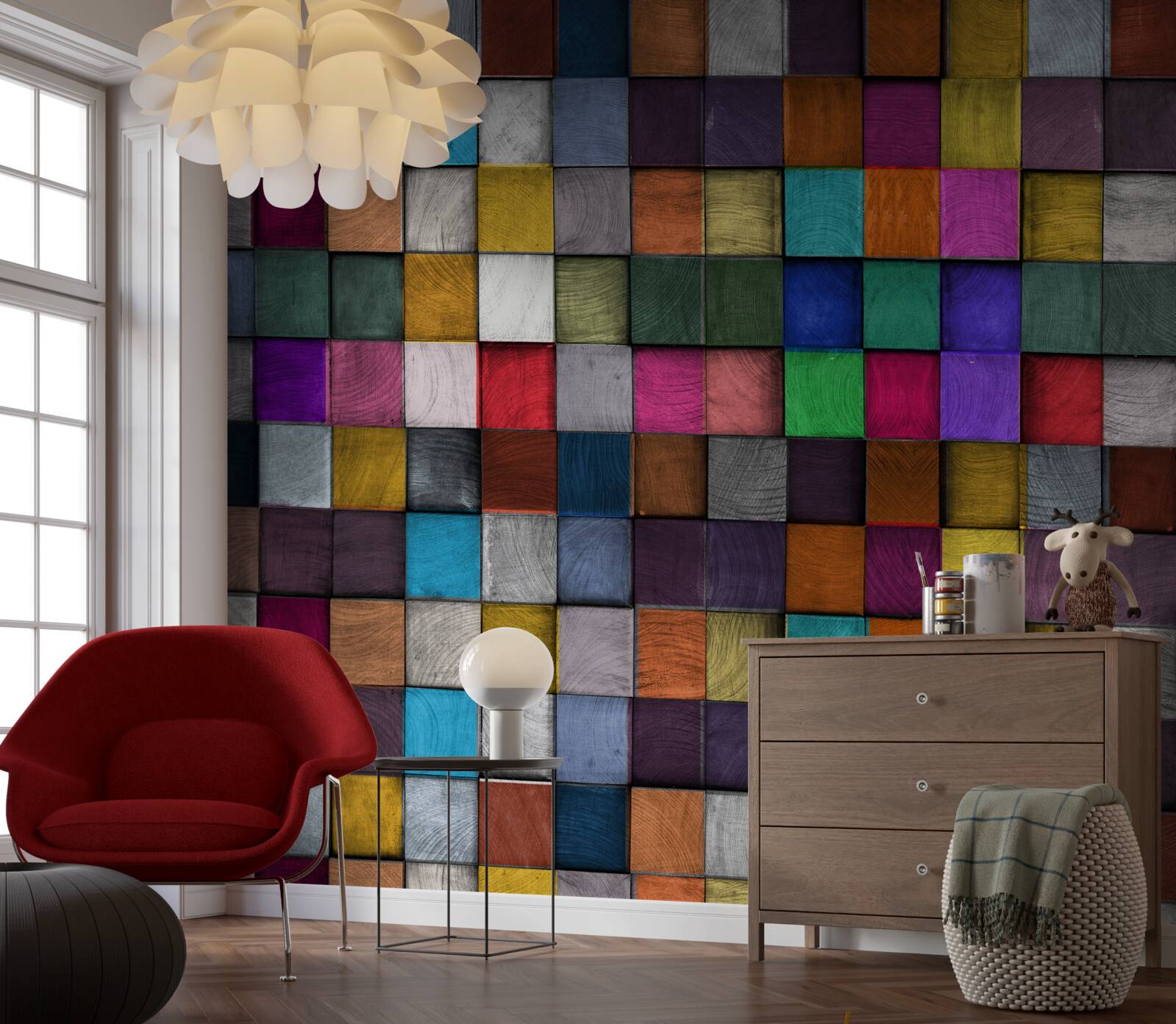 Фотошпалери насичені різнокольорові квадрати