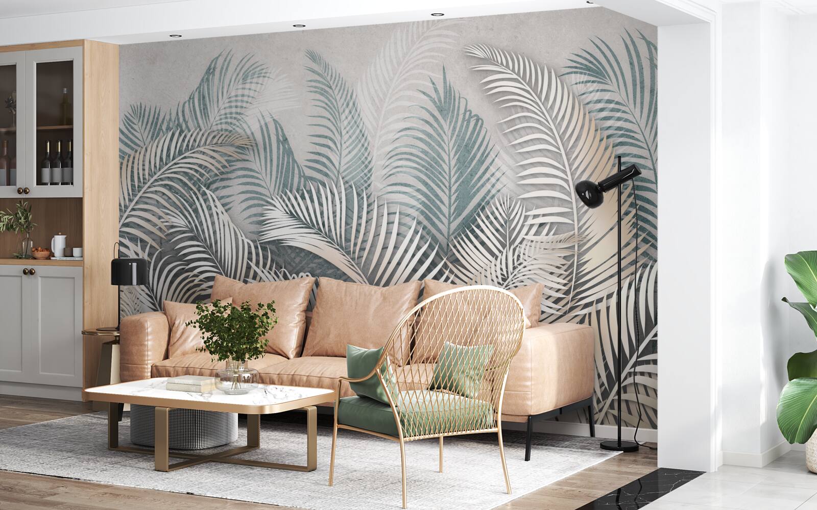 Фотошпалери листя папороті у відтінках коричневого та зеленого