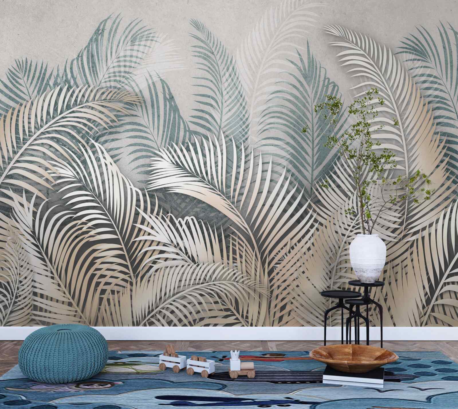 Фотошпалери листя папороті у відтінках коричневого та зеленого