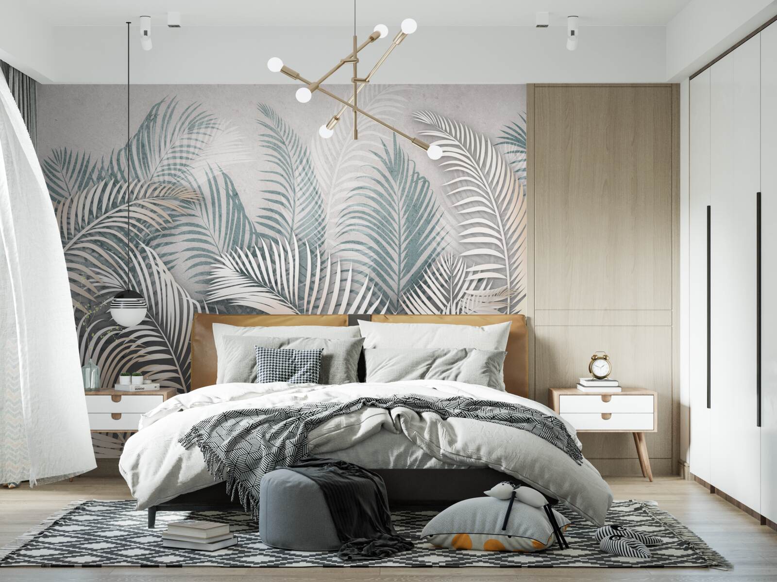 Фотошпалери листя папороті у відтінках коричневого та зеленого